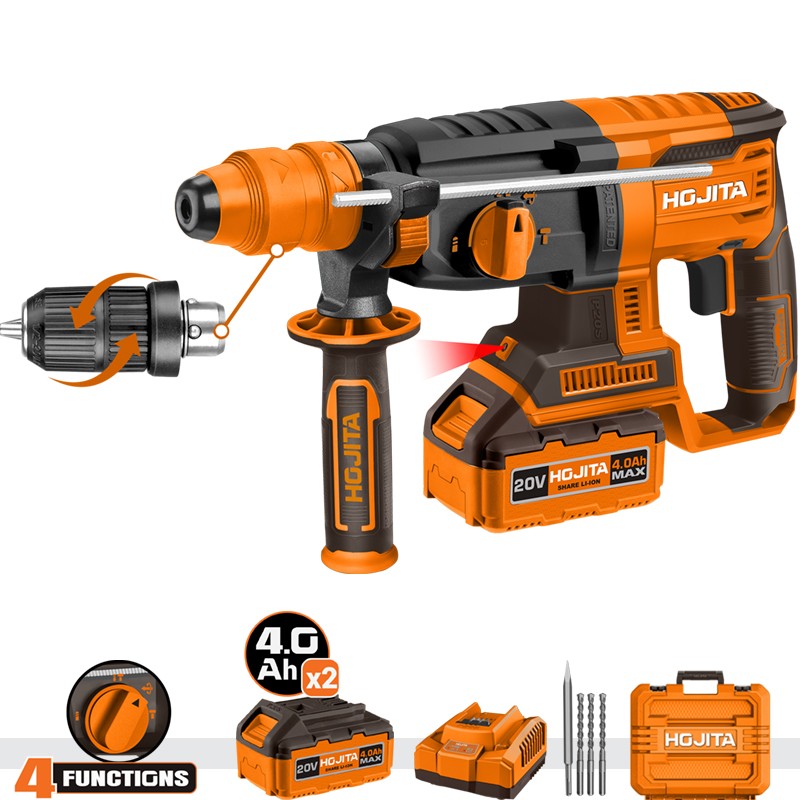 Περιστροφικό κρουστικό πιστολέτο HOJITA Brushless 26mm με ταχυτσοκ - μπαταρία 20V Βαλιτσάκι