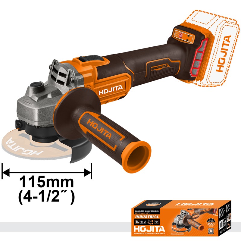 Γωνιακός τροχός HOJITA Brushless 115mm μπαταρίας 20V SOLO