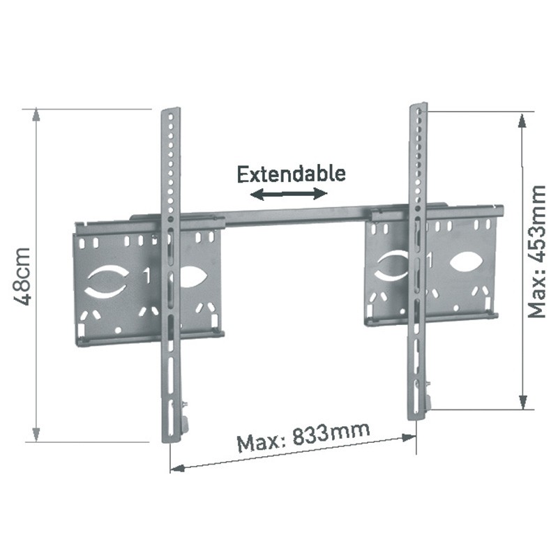 Βάση TV- PLASMA & LCD σταθερή έως 60'', 65 kg, ασημί
