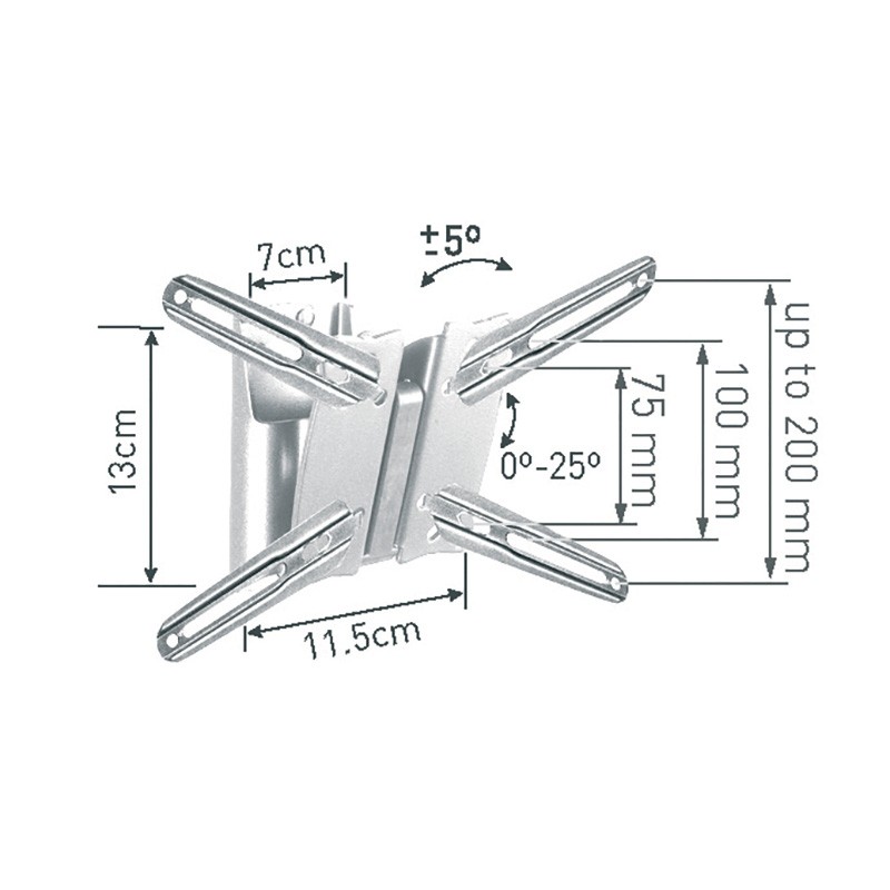 Βάση TV-LCD κλινόμενη έως 660 mm (26''), 30 kg, ασημί