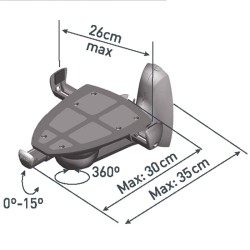 Βάση στήριξης ηχείων ενός βραχίονα, 11 kg, ασημί