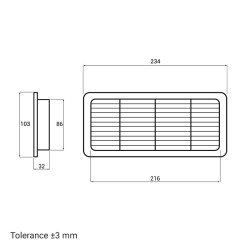 ΠΕΡΣΙΔΑ ΠΛΑΣΤΙΚΗ ABS 220X90mm ΛΕΥΚΗ  (1822)