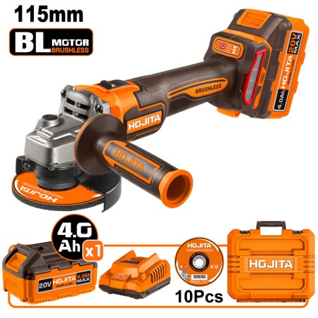 Γωνιακός τροχός HOJITA Brushless 115mm -3 ταχυτήτων μπαταρίας 20V