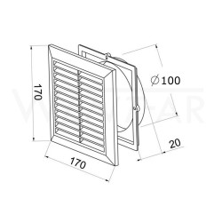 Περσίδα τετράγωνη ABS Φ100 17Χ17 (1021)