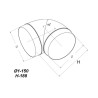 Στρογγυλή γωνία ABS 90° - Φ150 (0973)