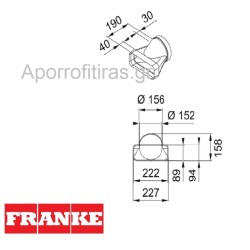 Αντάπτορας στρογγυλός Ø150-πλακέ 227x94mm FRANKE 3120107442