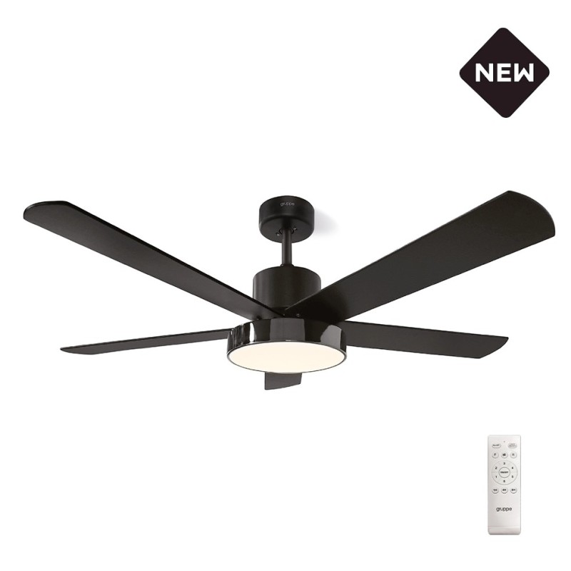ΑΝΕΜΙΣΤΗΡΑΣ ΟΡΟΦΗΣ GRUPPE 48-12115DC BLACK ME ΦΩΣ ΚΑΙ ΤΗΛ/ΡΙΟ