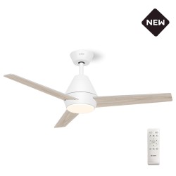 ΑΝΕΜΙΣΤΗΡΑΣ ΟΡΟΦΗΣ GRUPPE 48-12183DC WHITE-WOOD ME ΦΩΣ ΚΑΙ ΤΗΛ/ΡΙΟ