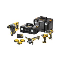 Dewalt DCK428P3T Σετ Δραπανοκατσάβιδο, Πιστολέτο, Μπουλονόκλειδο, Γωνιακός Τροχός, Φορτιστής 18V & TSTAK