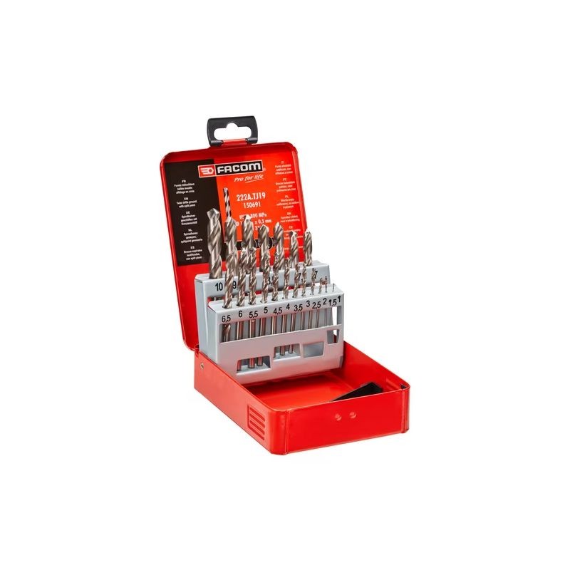 Facom 222A.TJ19 Σετ Τρυπάνια Χάλυβα Φ1-10mm 19 τεμ