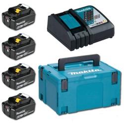 Makita 198140-7 Κιτ Μπαταριών 4xBL1860B με Φορτιστή 18V 6.0 Ah