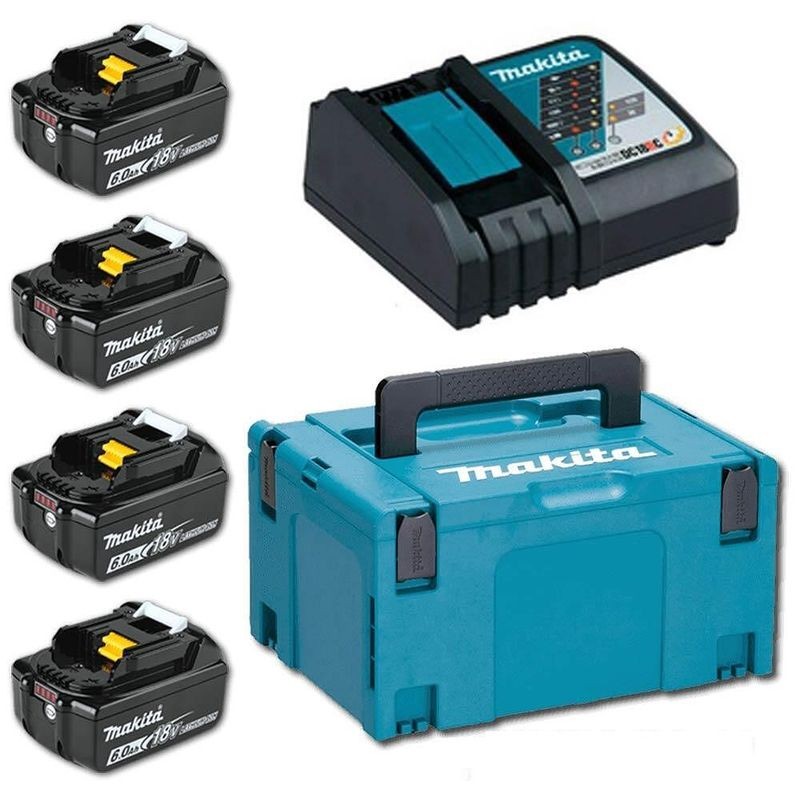 Makita 198140-7 Κιτ Μπαταριών 4xBL1860B με Φορτιστή 18V 6.0 Ah