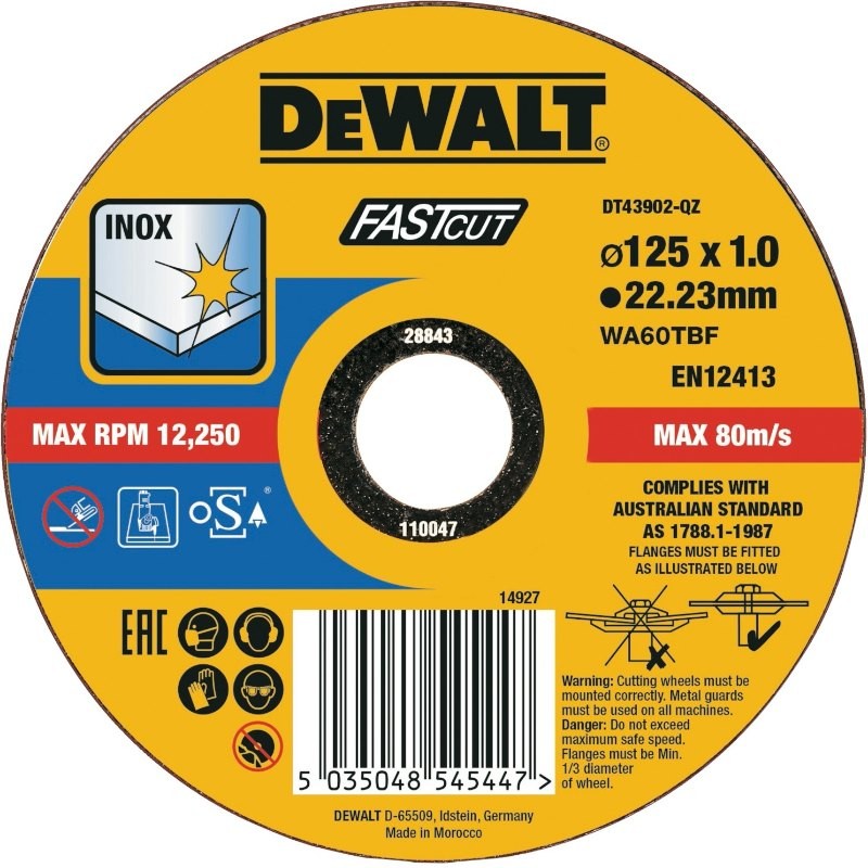 DT43902 ΔΙΣΚΟΣ ΚΟΠΗΣ ΙΝΟΧ 125Χ1Χ22,23mm