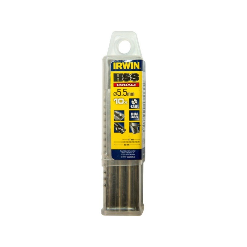Irwin 10502529 Σετ 10 Τρυπάνια Κοβαλτίου για Μέταλλο 5.5x93mm