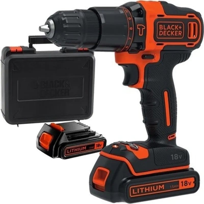 Black and Decker BDCDC18KB Επαναφορτιζόμενο Δράπανο 18V με 2 Μπαταρίες 1.5Ah