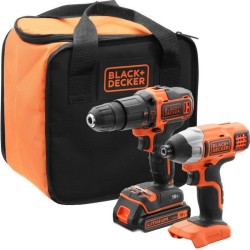 Black & Decker BCK21S1S σετ Δραπ/δο Κρ. BDCHD18 + Παλμ. Κατσ. BDCIM18 + Τσάντα