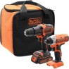 Black & Decker BCK21S1S σετ Δραπ/δο Κρ. BDCHD18 + Παλμ. Κατσ. BDCIM18 + Τσάντα